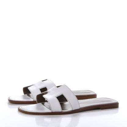 Hermes Box Calfskin Oran Sandals 41 White 3 of 8