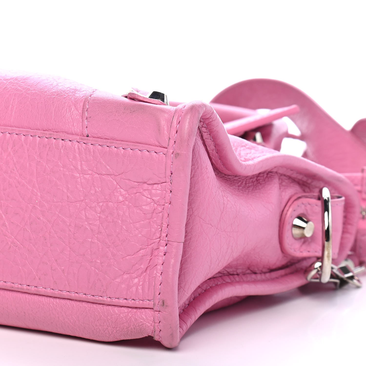 Balenciaga Agneau Arena Classic Silver Hardware Mini City Logo Strap Baby Pink Black 9 of 9