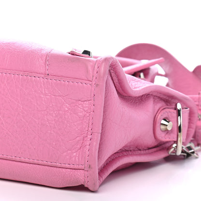 Balenciaga Agneau Arena Classic Silver Hardware Mini City Logo Strap Baby Pink Black 9 of 9