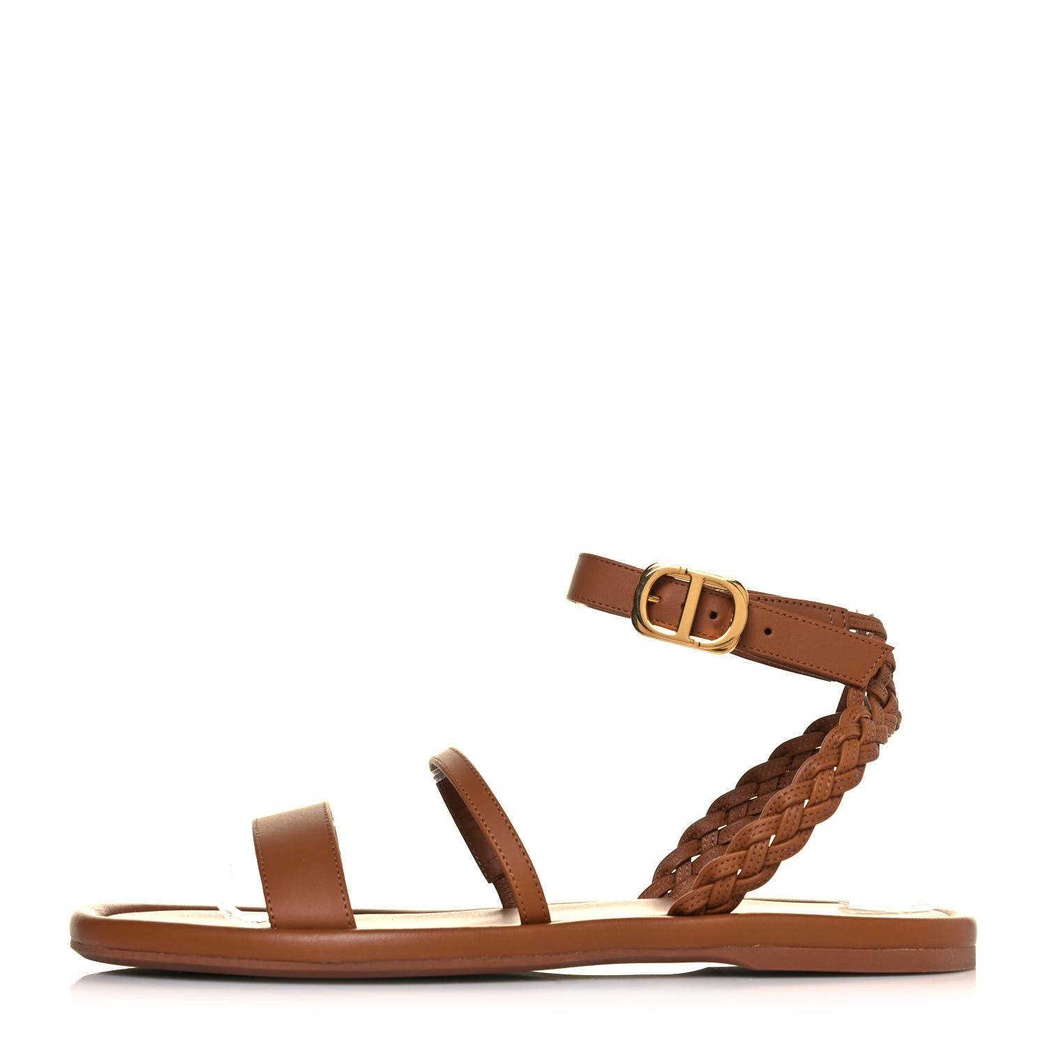 Christian Dior Calfskin Egee Sandals 37.5 Golden Saddle 1 of 8