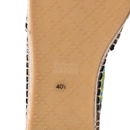 Gucci Tapestry Brocade Blind For Love Espadrilles 40.5 Acquamarine Green Black 6 of 8