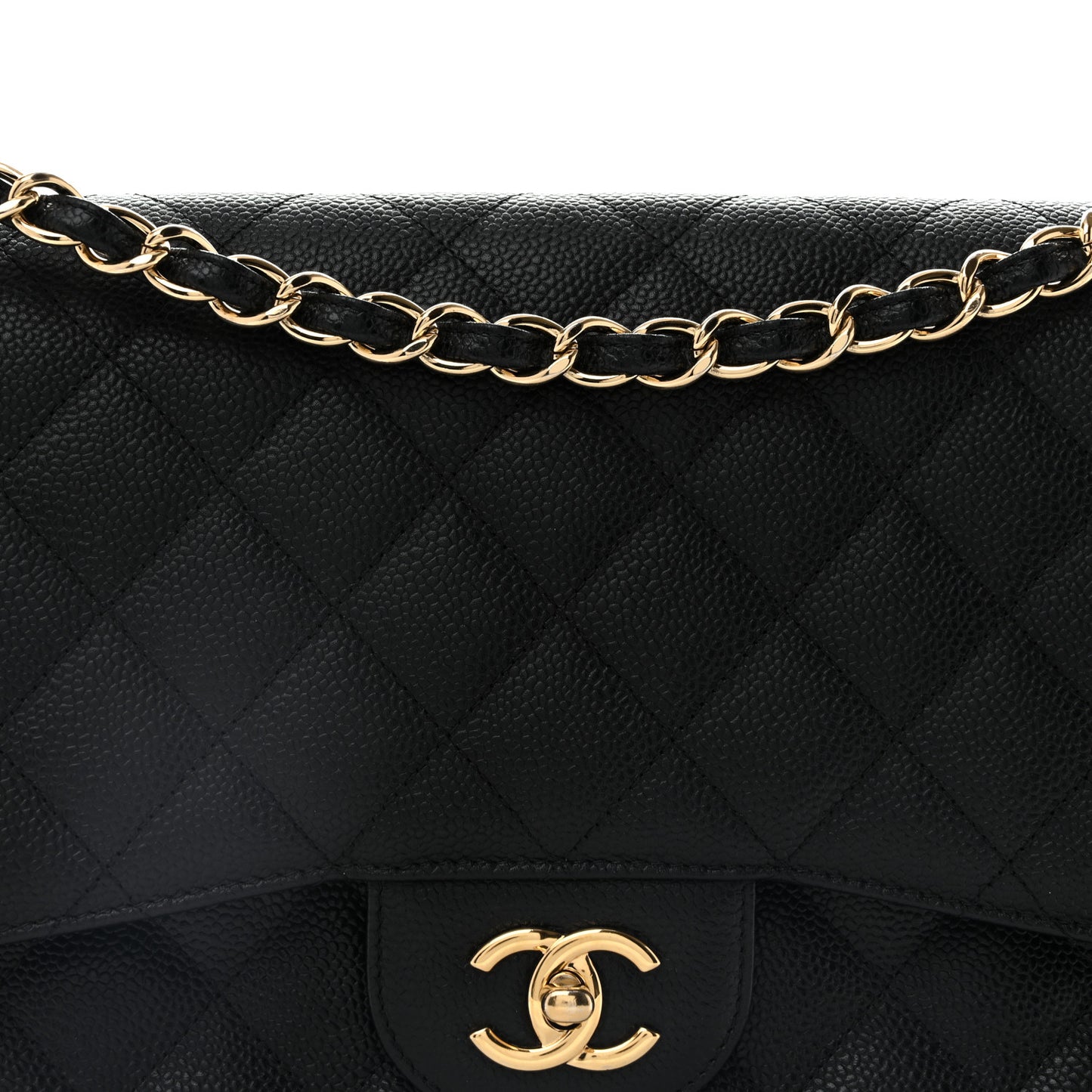 Caviar Quilted Jumbo Double Flap Black