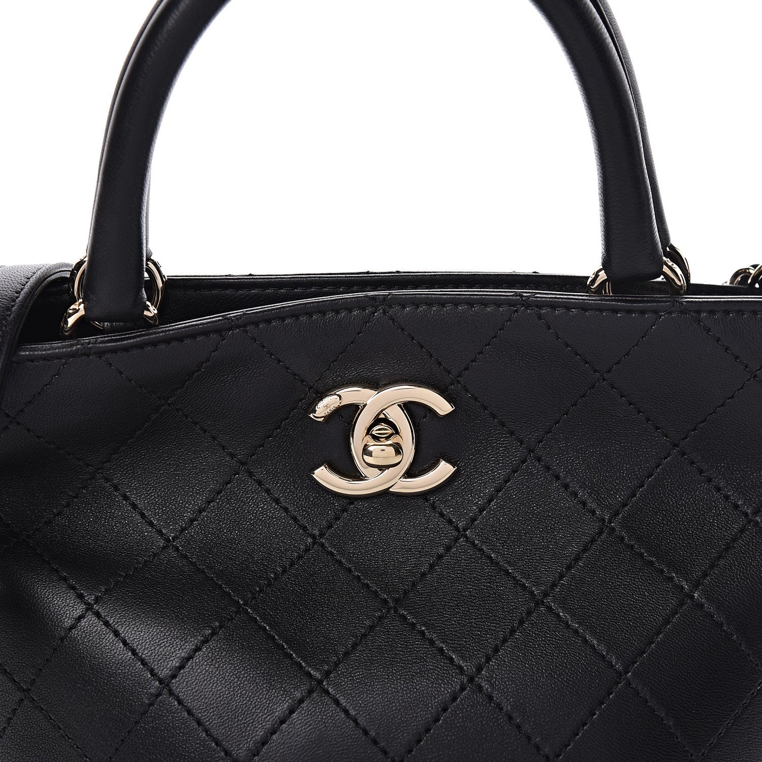 Chanel Lambskin Stitched Small Shopping Tote Black 10 of 10