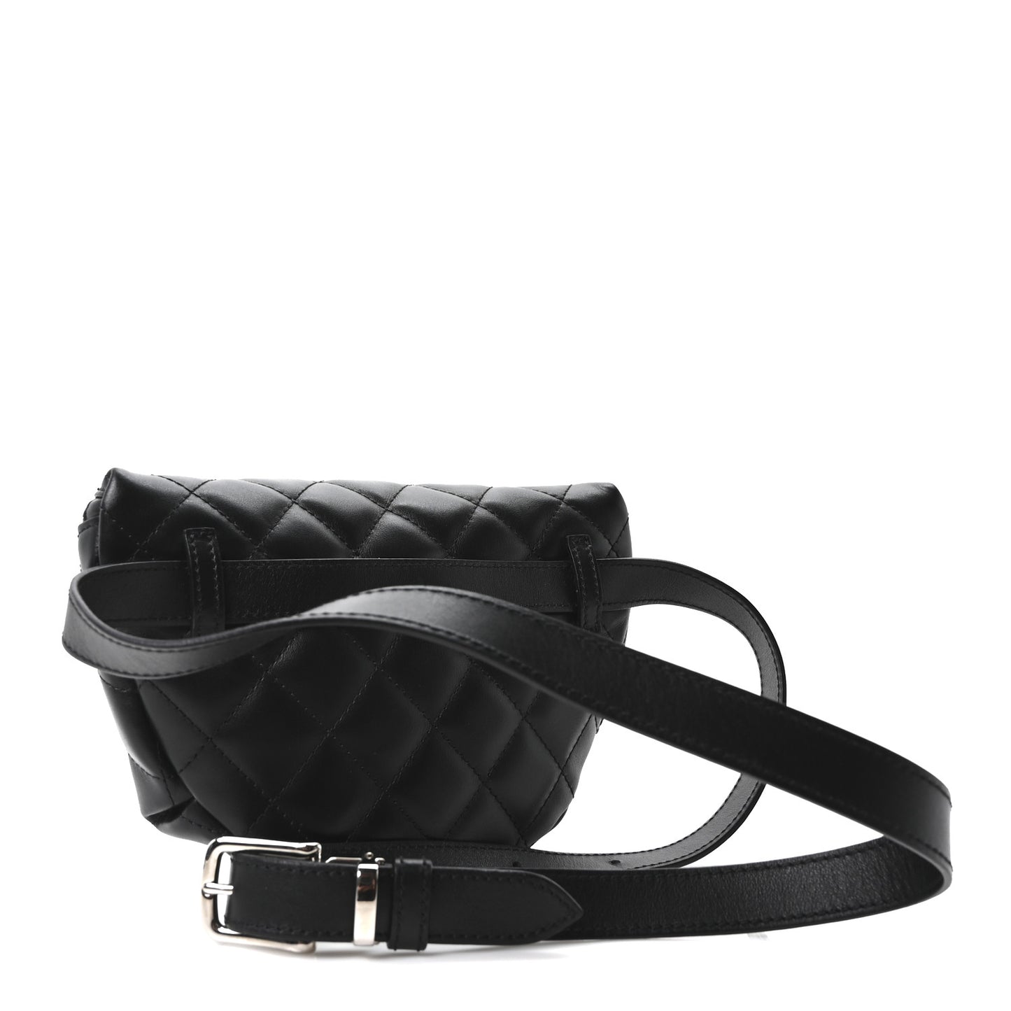 Calfskin Quilted Uniform Waist Belt Bag Black