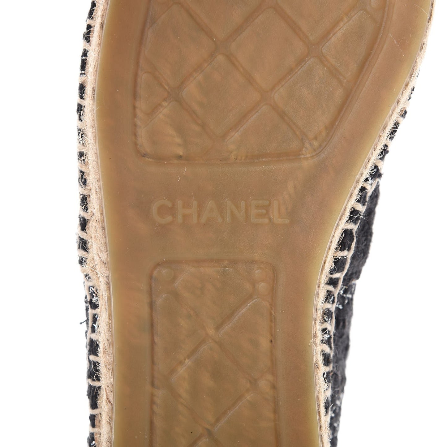 Tweed Lambskin CC Espadrilles 39 Black Silver