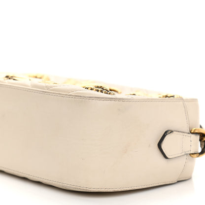 Gucci Calfskin Matelasse Animal Studs Small GG Marmont Chain Shoulder Bag White 10 of 14