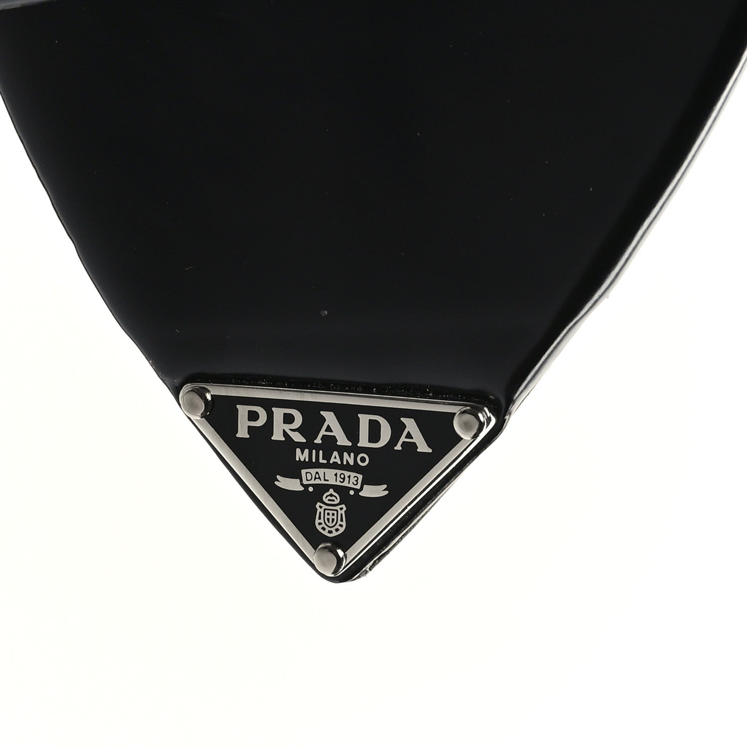 Prada Plexiglass Calfskin Metal Triangle Logo 75mm Slide Sandals 41 Black 6 of 8