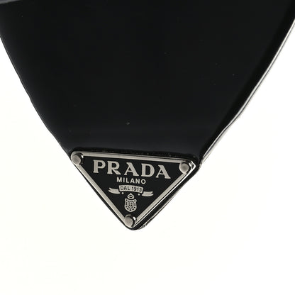 Prada Plexiglass Calfskin Metal Triangle Logo 75mm Slide Sandals 41 Black 6 of 8