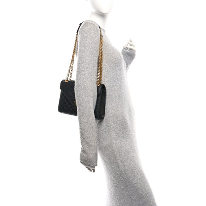 Saint Laurent Grain De Poudre Textured Mixed Matelasse Triquilt Medium Monogram Satchel Black 2 of 10