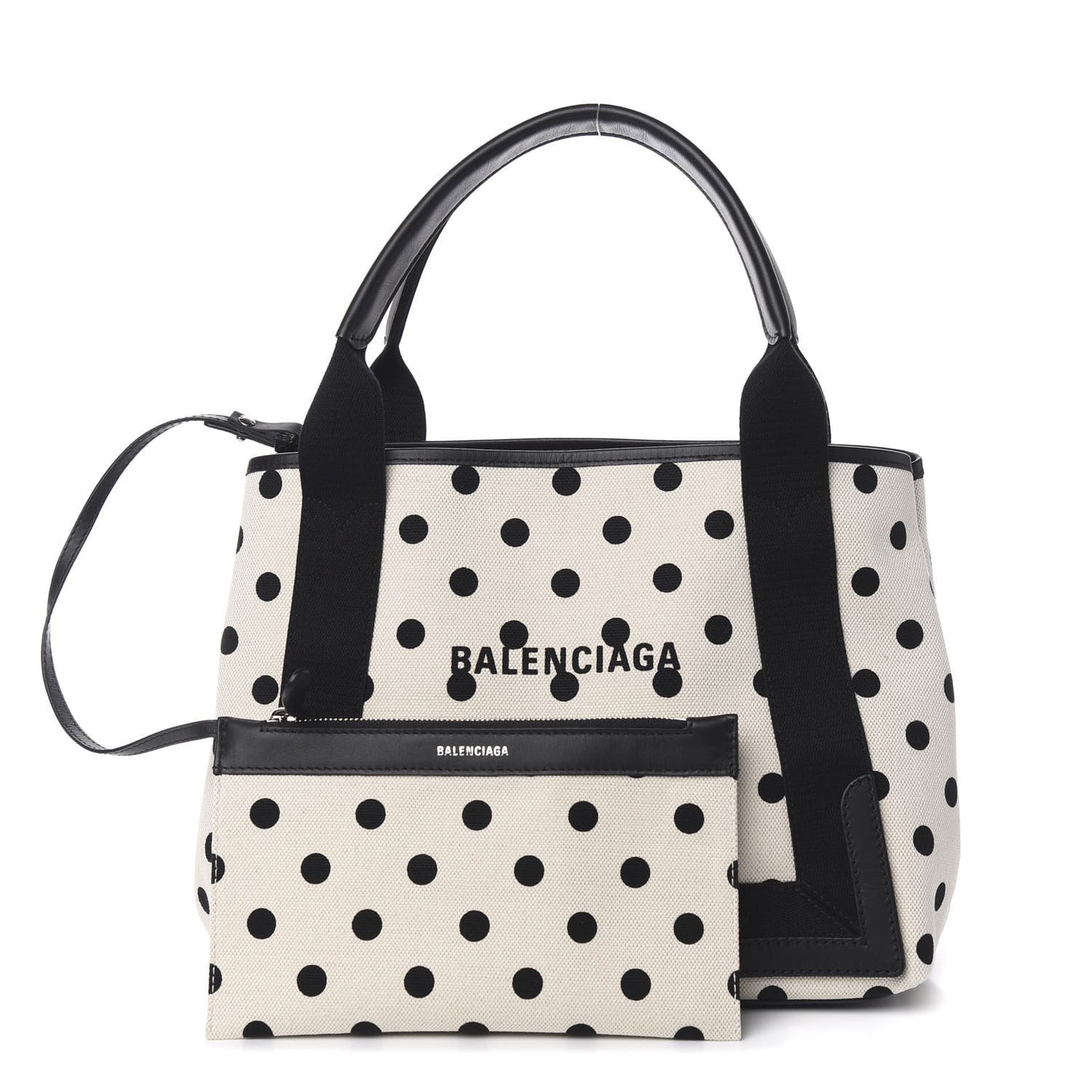 Cotton Canvas Polka Dot S Navy Cabas Natural Black