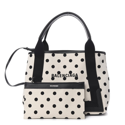Balenciaga Cotton Canvas Polka Dot S Navy Cabas Natural Black 1 of 11