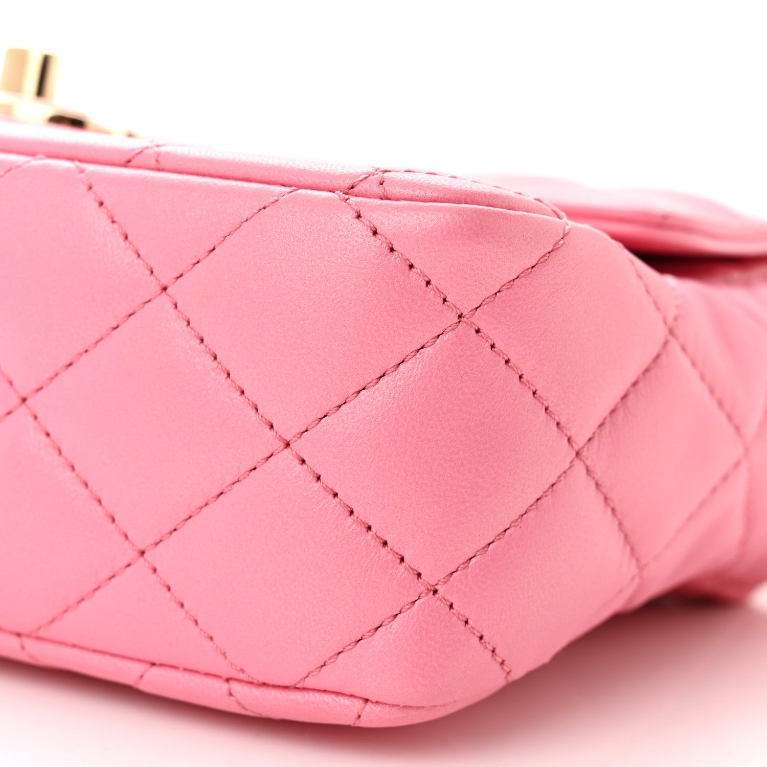 Chanel Lambskin Resin Quilted Mini Heart Square Flap Pink 10 of 11