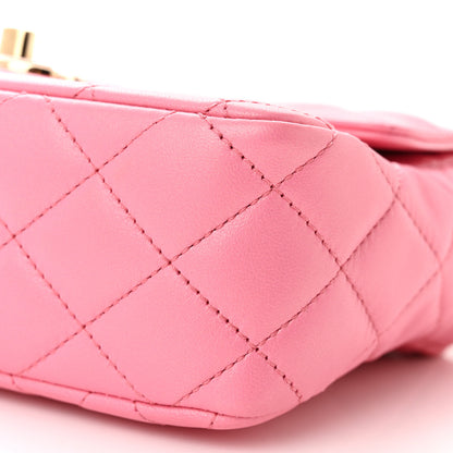 Chanel Lambskin Resin Quilted Mini Heart Square Flap Pink 10 of 11