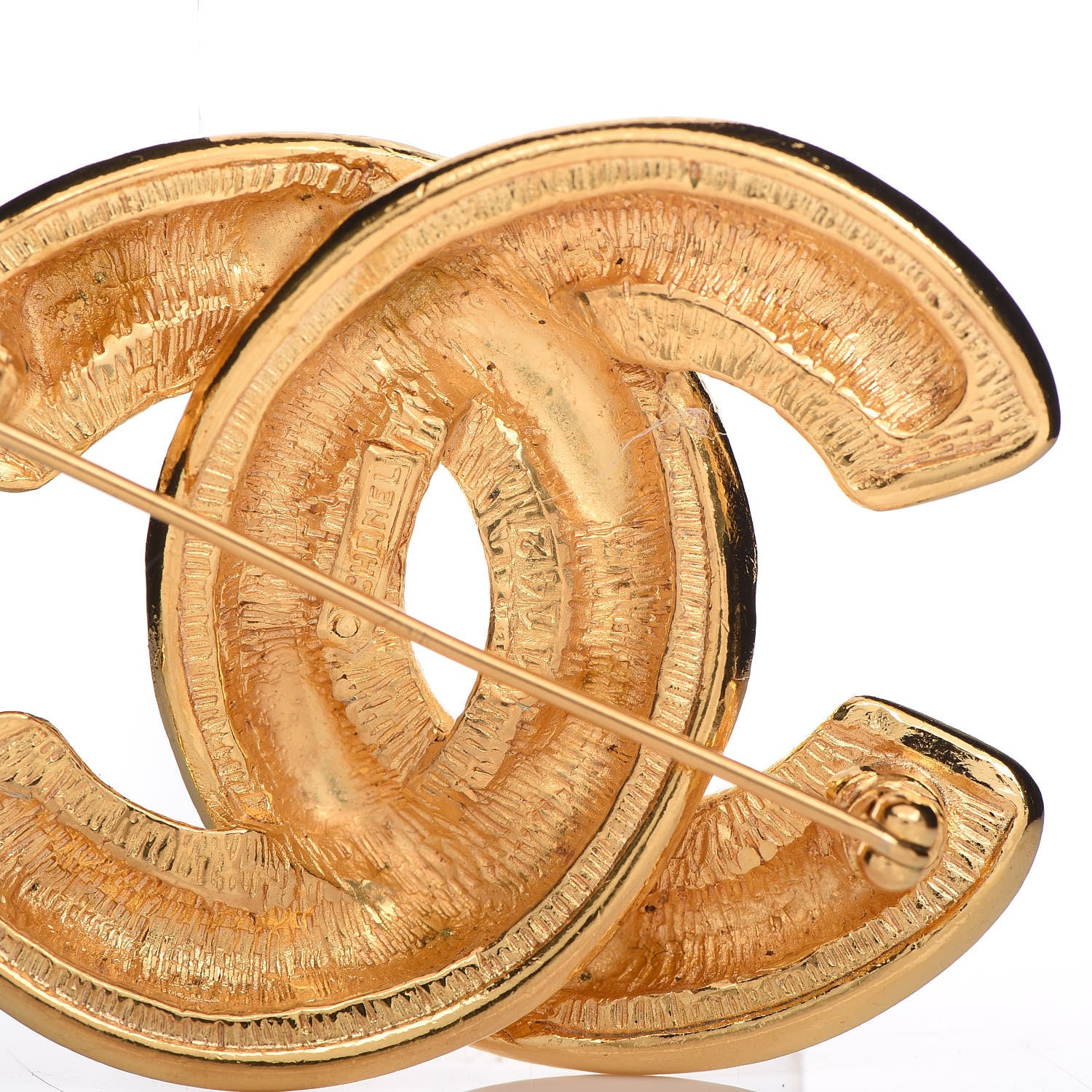 Chanel Metal Quilted Large CC Brooch Gold 4 of 5
