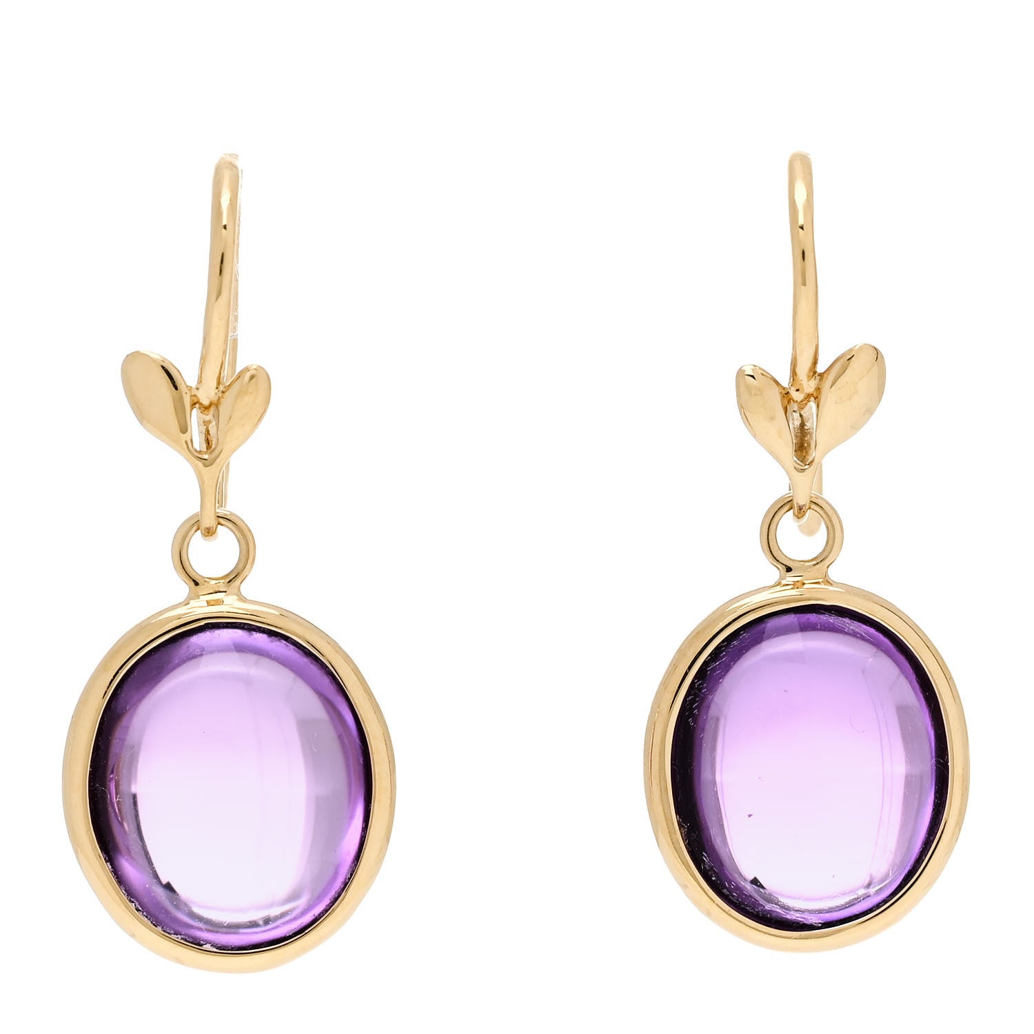 Tiffany 18K Yellow Gold Amethyst Paloma Picasso Olive Leaf Drop Earrings 1 of 5