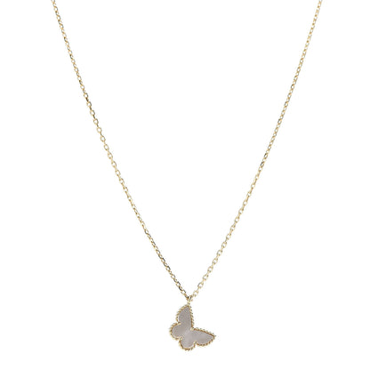 Van Cleef & Arpels 18K Yellow Gold Mother of Pearl Sweet Alhambra Butterfly Pendant Necklace 1 of 6