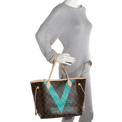 Louis Vuitton Monogram V Neverfull MM Turquoise 2 of 9
