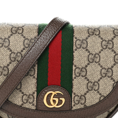 Gucci GG Supreme Monogram Textured Dollar Calfskin Web Mini Ophidia Flap Shoulder Bag Beige Ebony New Acero 7 of 10