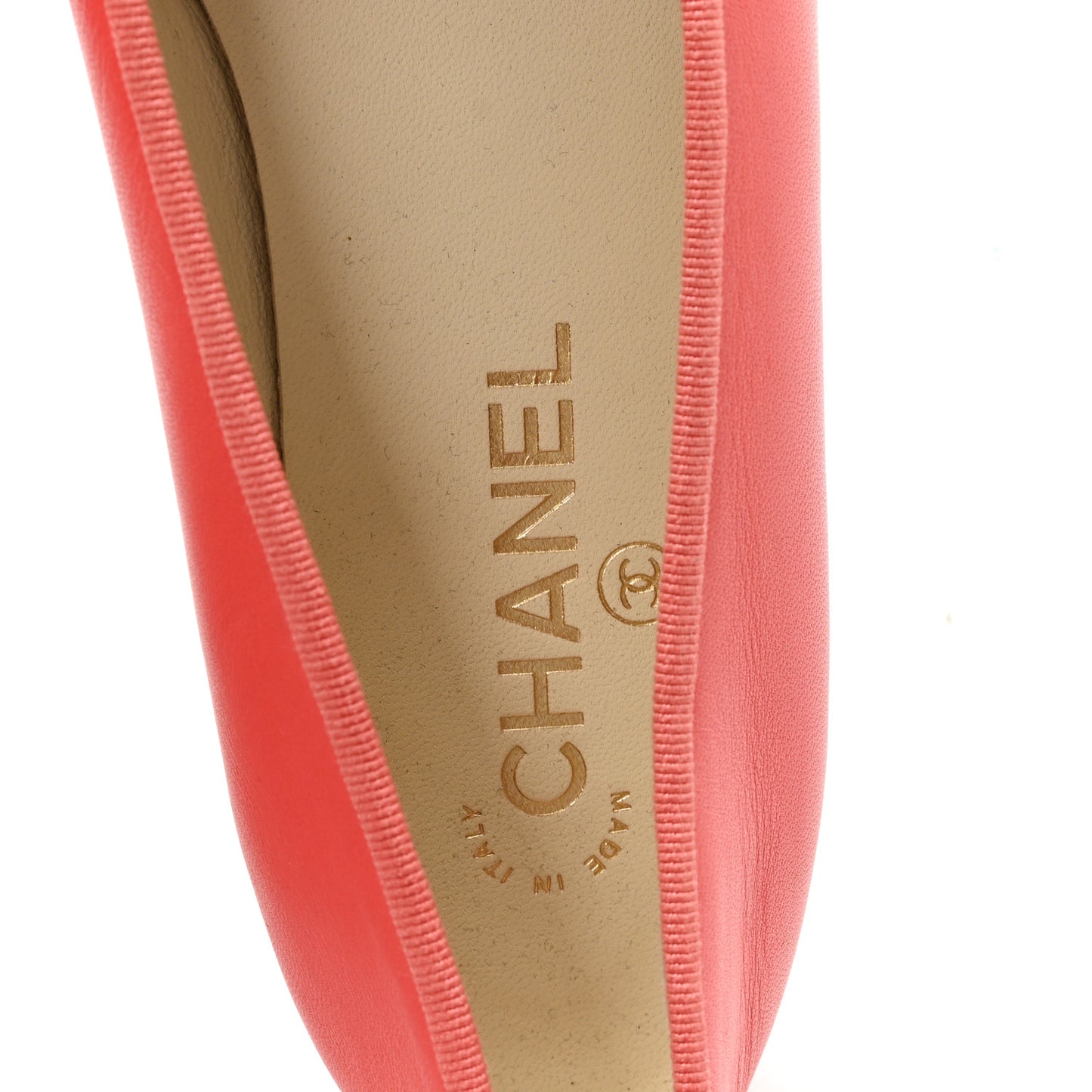 Lambskin Cap Toe Ballerina Flats 38 Coral
