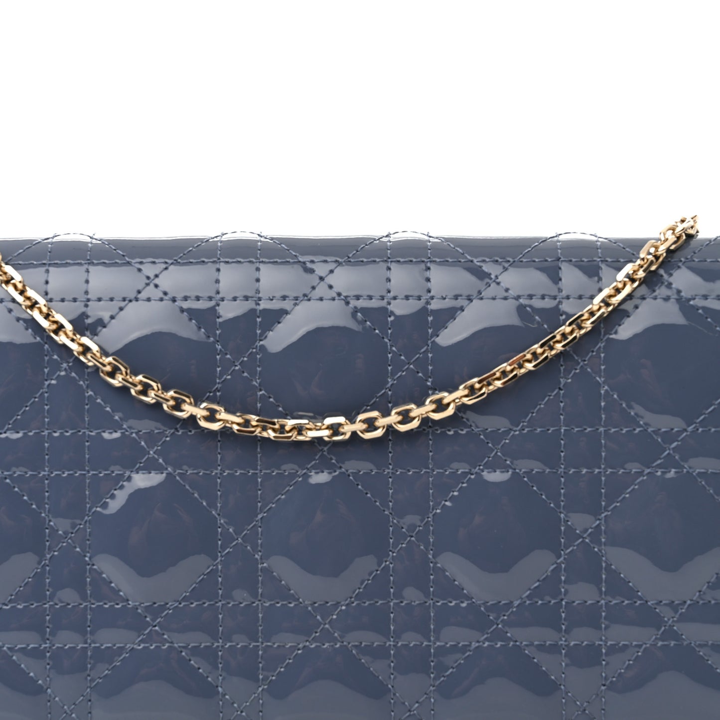 Patent Cannage Lady Dior Convertible Clutch Cloud Blue