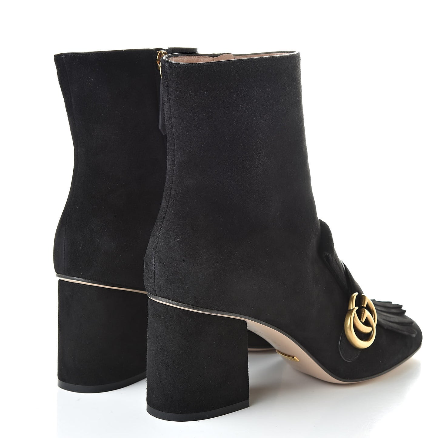Kid Scamosciato GG Marmont Fringe 75mm Ankle Boots 41 Black