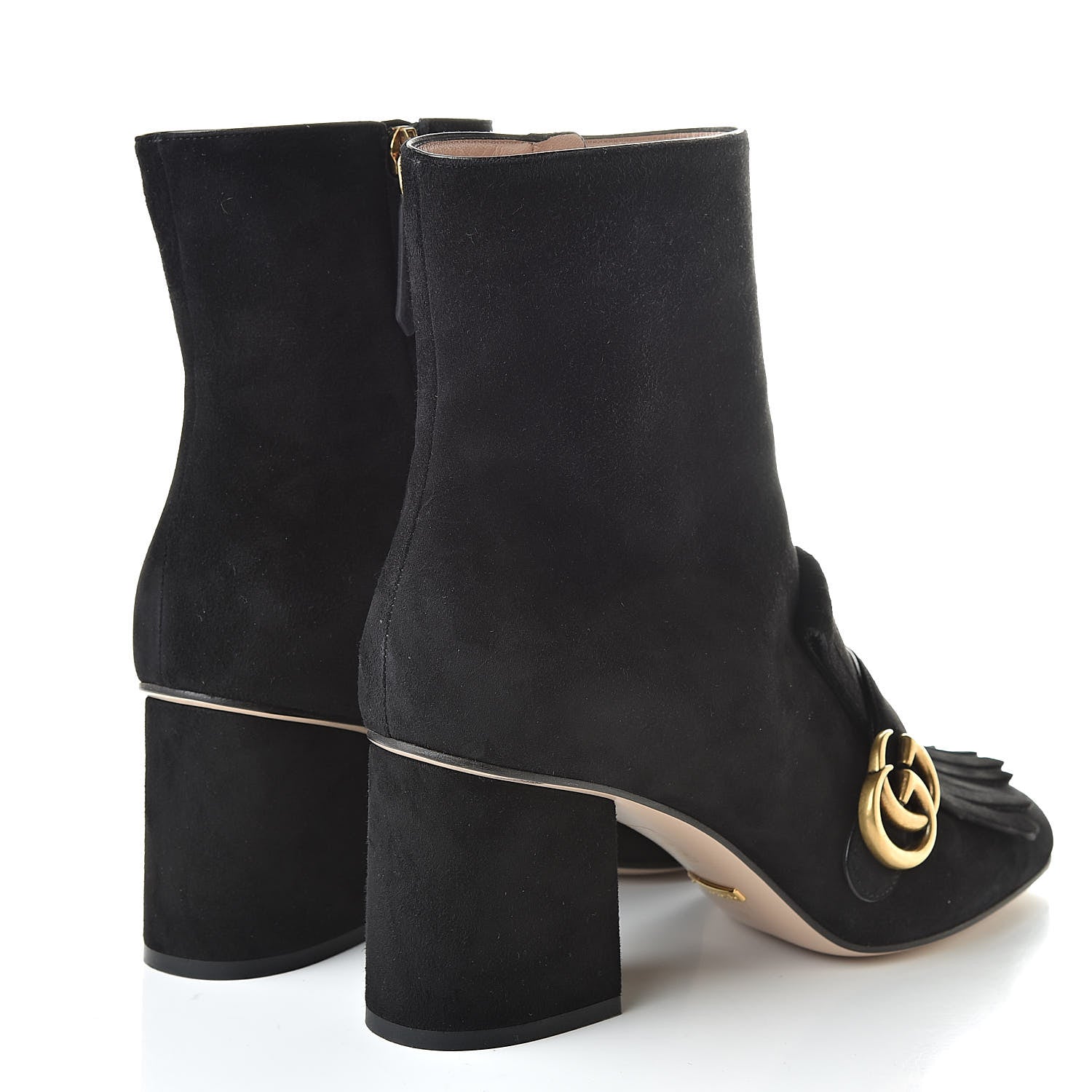 Gucci Kid Scamosciato GG Marmont Fringe 75mm Ankle Boots 41 Black 4 of 12