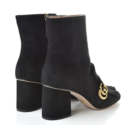 Gucci Kid Scamosciato GG Marmont Fringe 75mm Ankle Boots 41 Black 4 of 12