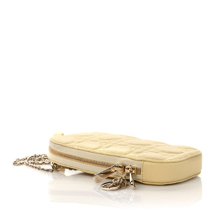 Christian Dior Lambskin Cannage Lady Dior Phone Holder Light Yellow 3 of 8