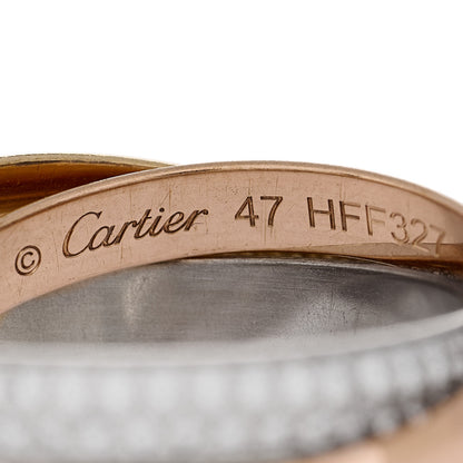 Cartier 18K White Yellow Pink Gold Diamond Small Trinity Paved Ring 47 4 4 of 5