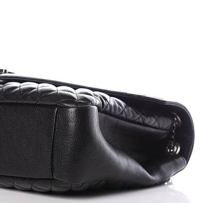 Saint Laurent Calfskin Mixed Matelasse Triquilt Large Monogram Satchel Black 10 of 11