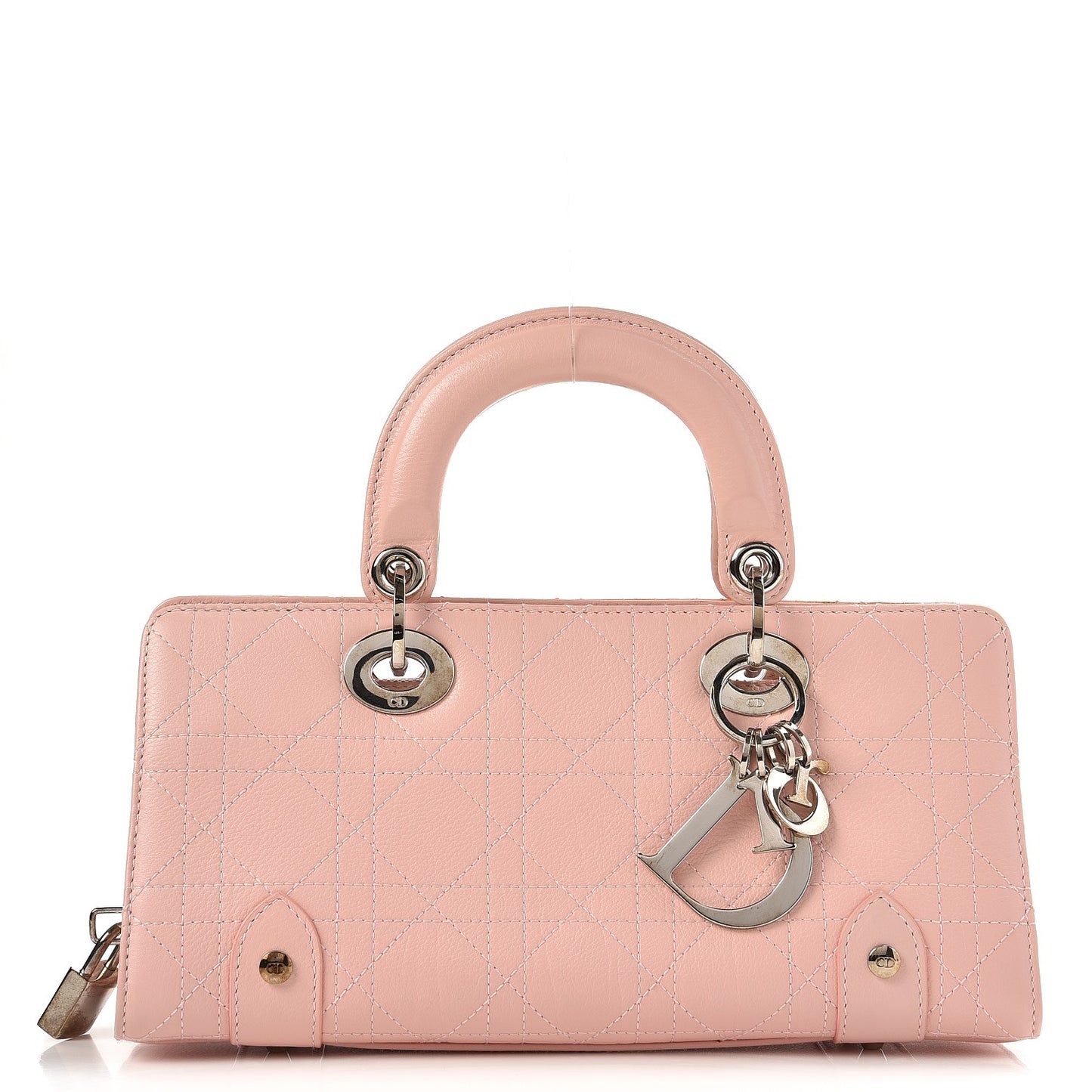 Calfskin Cannage Stitched Small East West Lady Dior Rose Clair