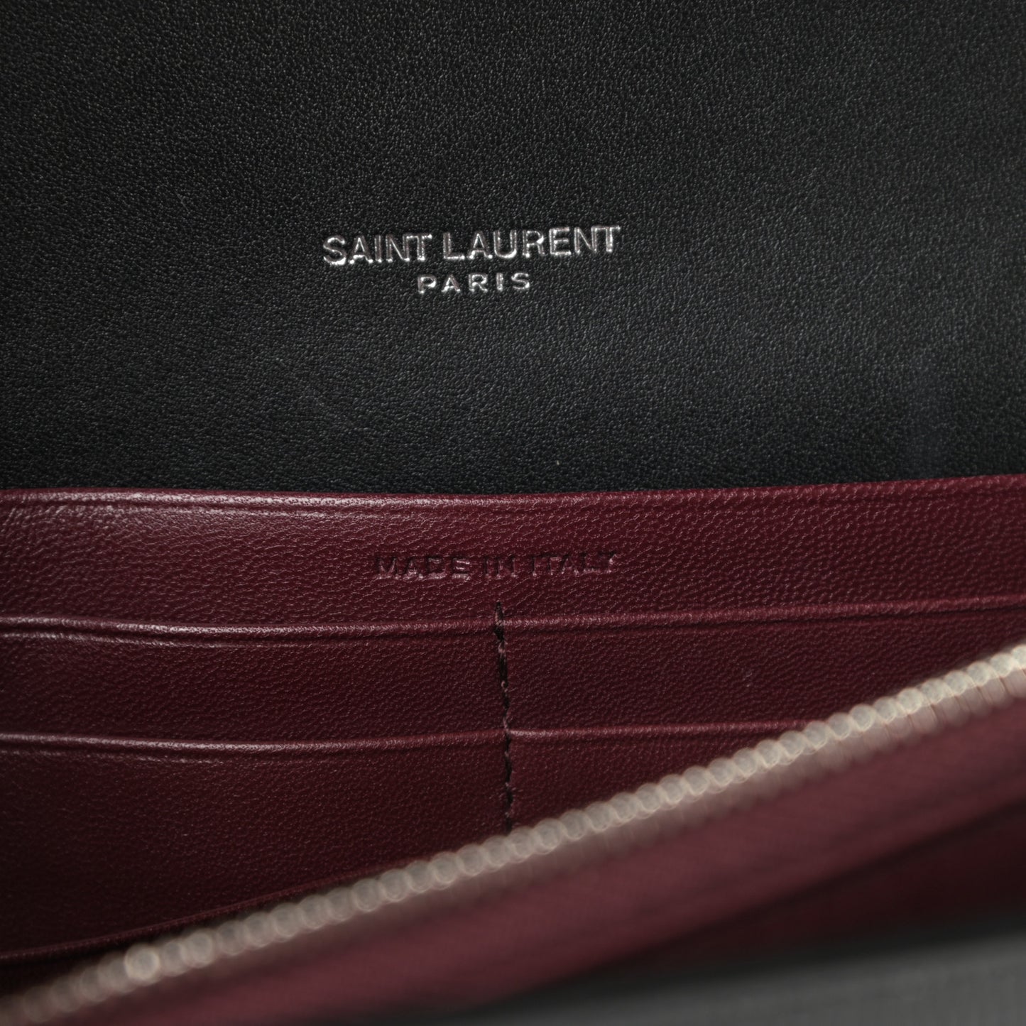 Patent Lizard Embossed Monogram Cassandra Chain Wallet Black