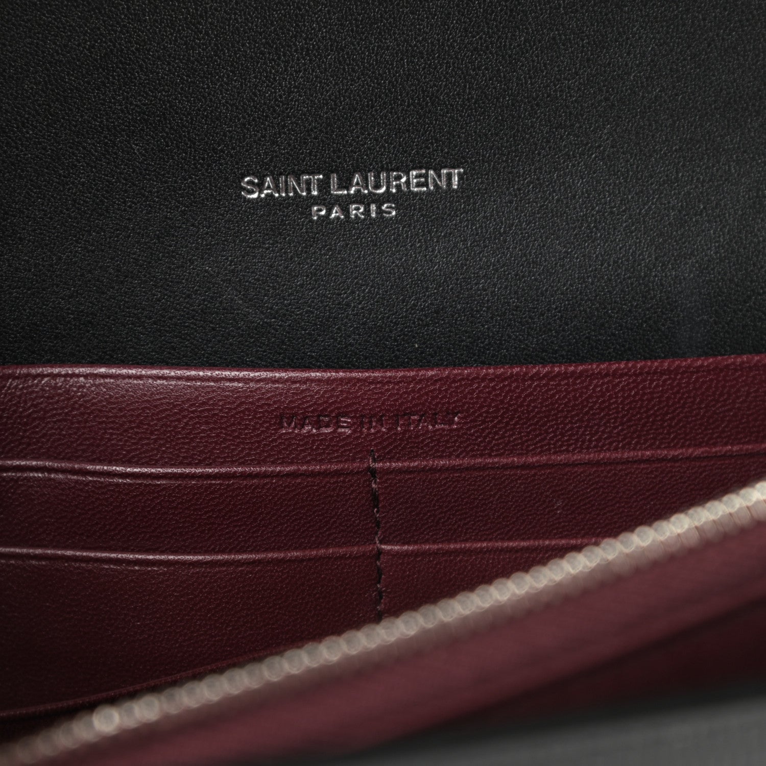 Saint Laurent Patent Lizard Embossed Monogram Cassandra Chain Wallet Black 7 of 11