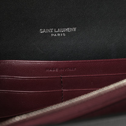 Saint Laurent Patent Lizard Embossed Monogram Cassandra Chain Wallet Black 7 of 11