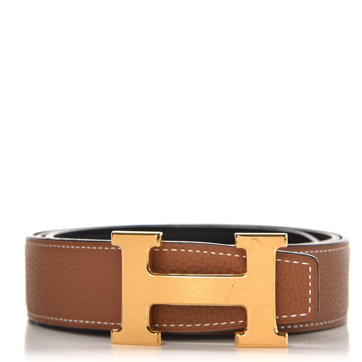 Hermes Box Togo 32mm H Belt 90 Black Gold 1 of 8