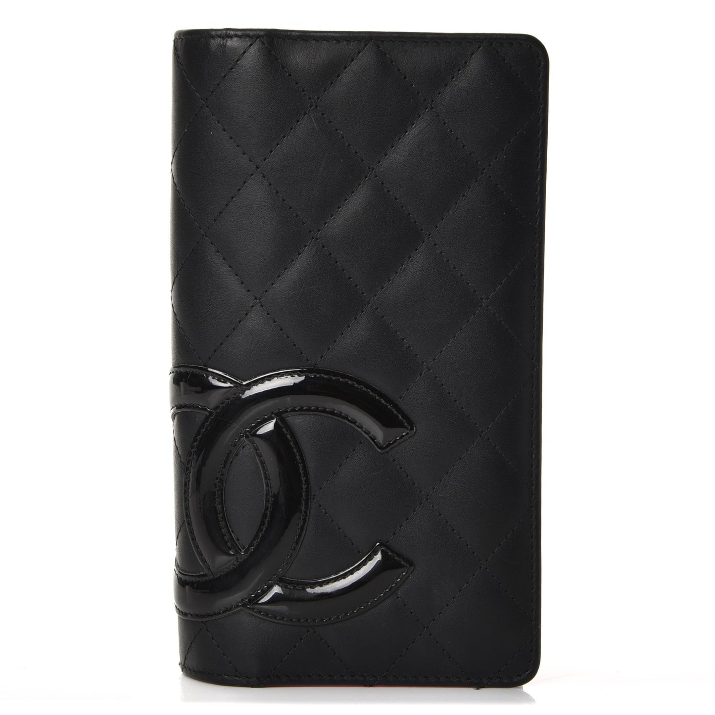 Calfskin Quilted Cambon Yen Wallet Black