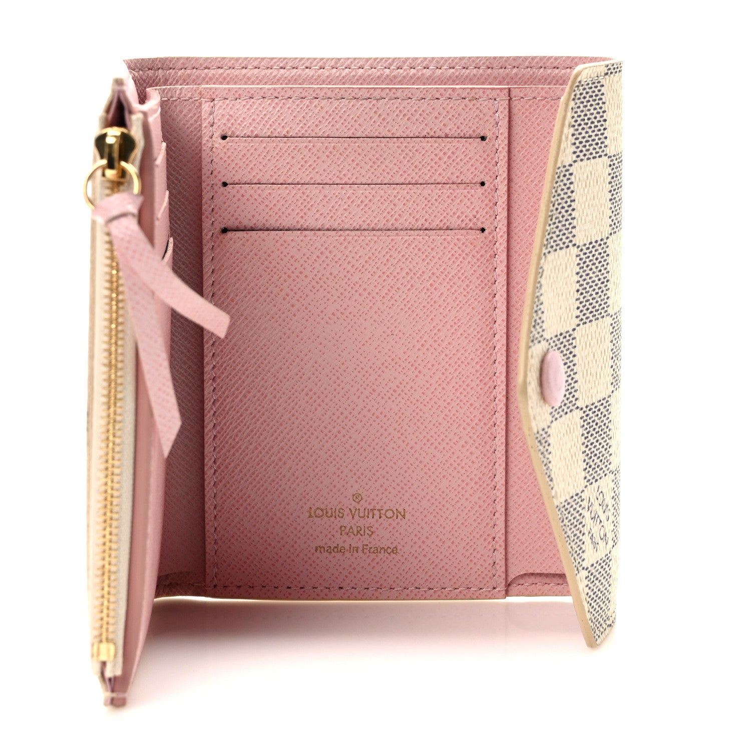 Louis Vuitton Damier Azur Victorine Wallet Rose Ballerine 5 of 9