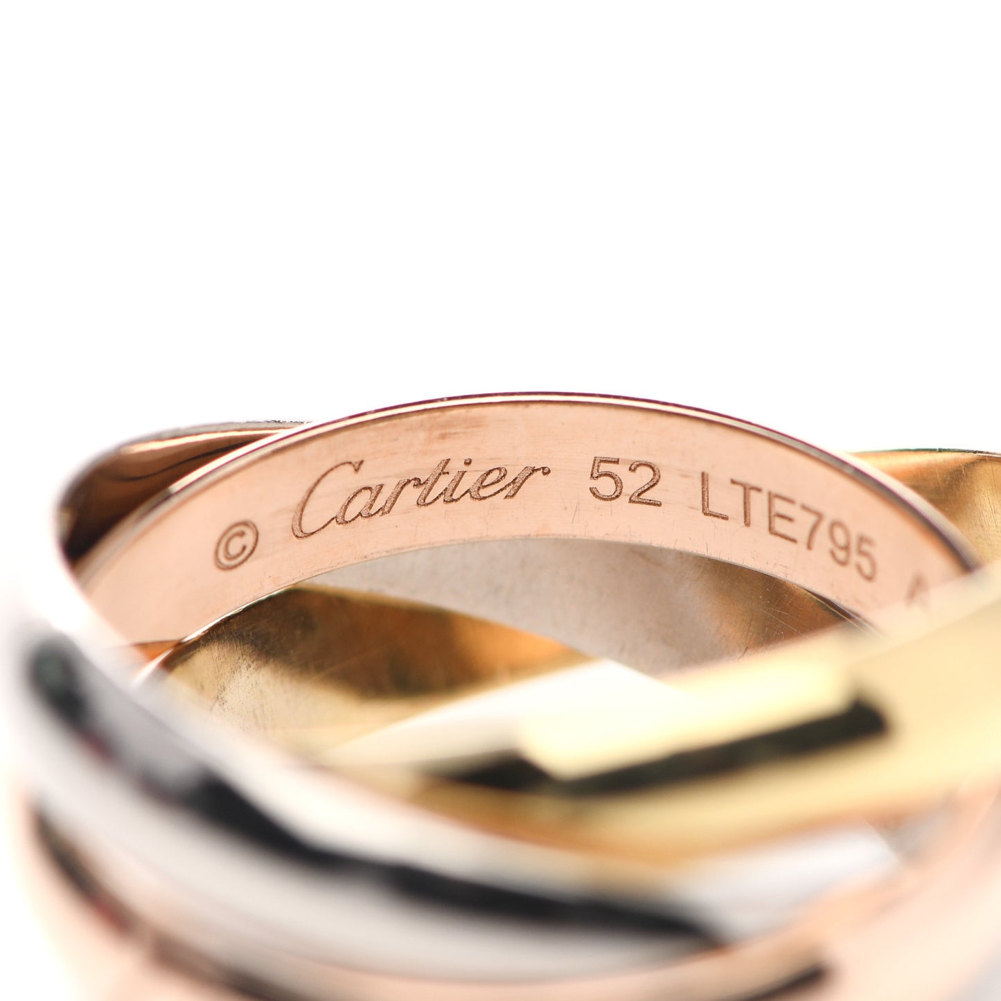 18K Pink Yellow White Gold Trinity Ring 52 6