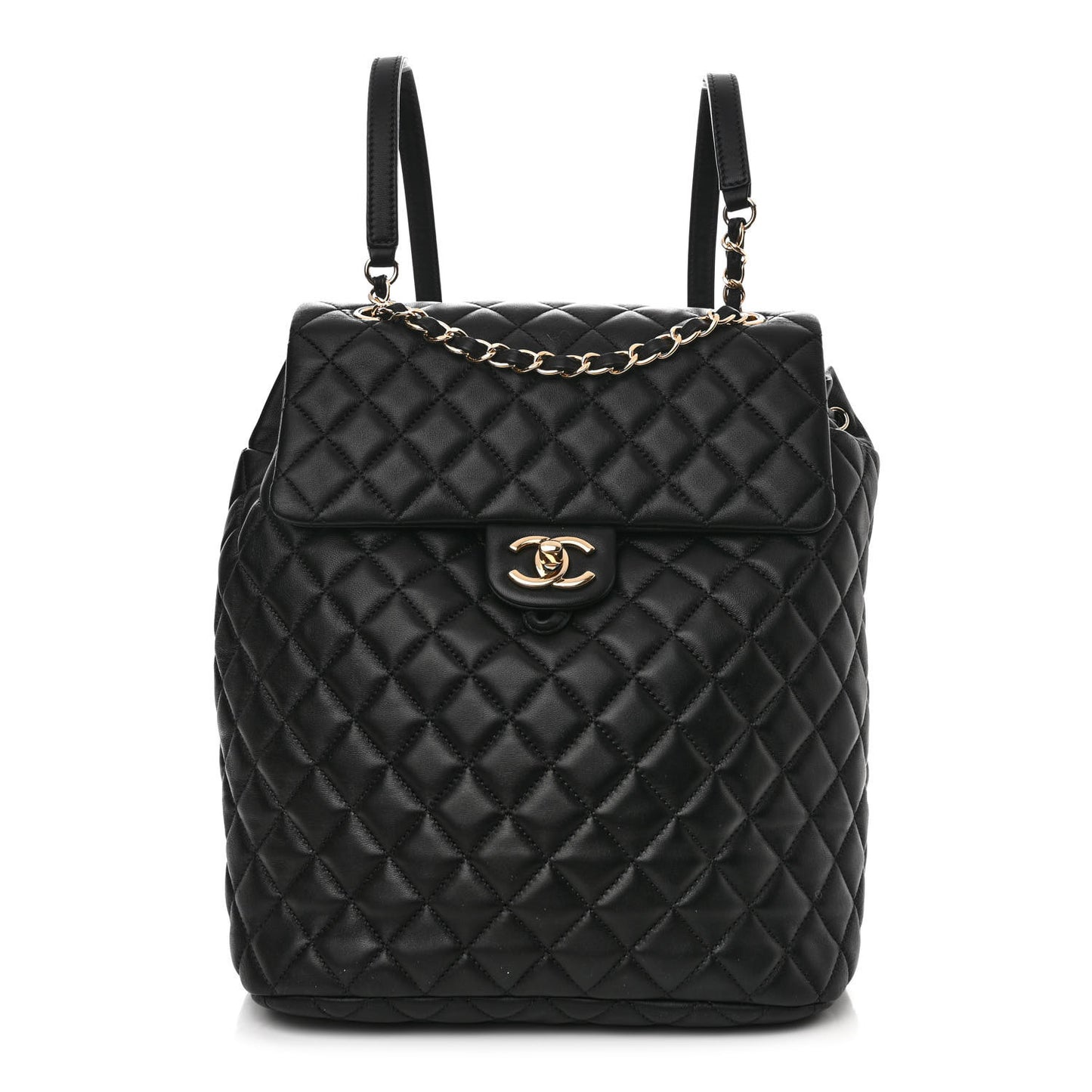 Lambskin Quilted Large Urban Spirit Backpack Black