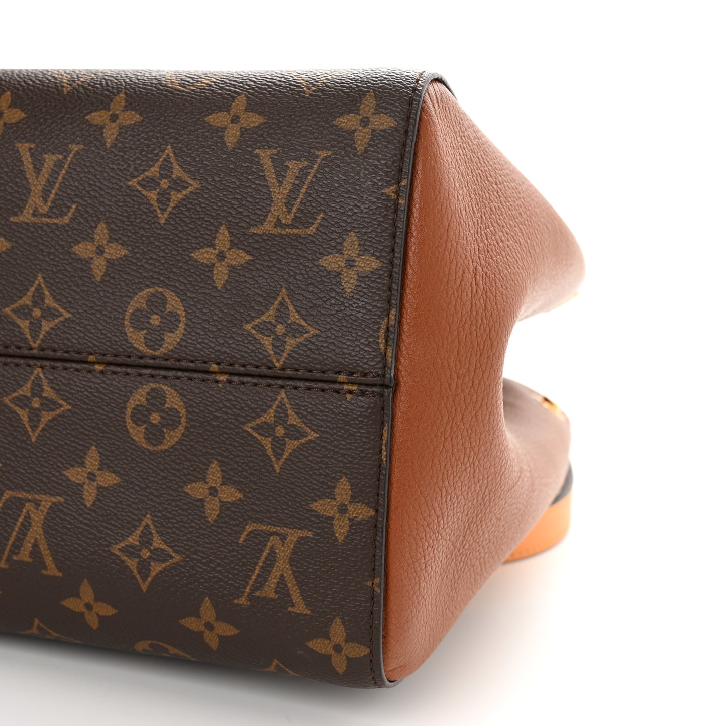 Calfskin Monogram Fold Tote MM Camel Sunbeam Cream