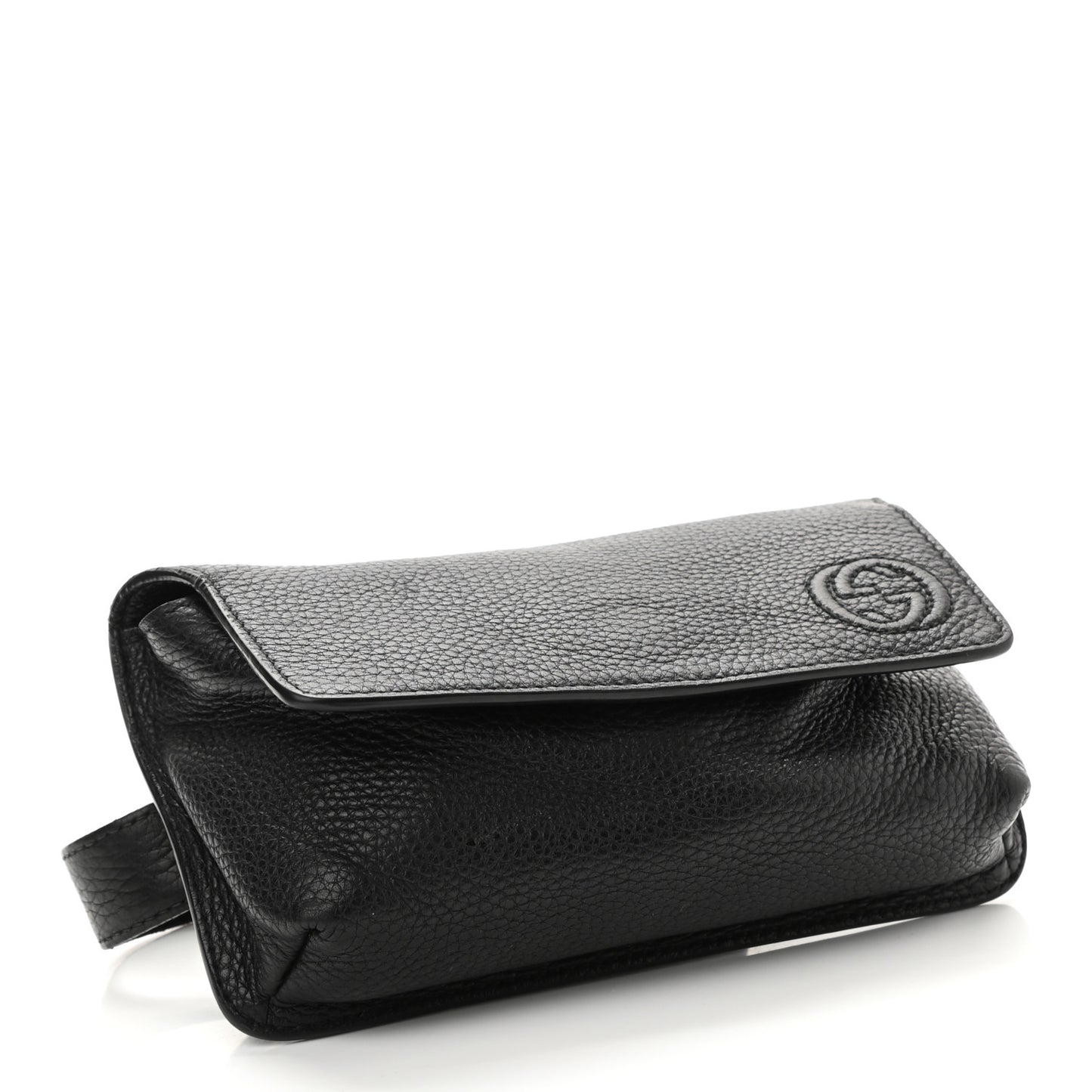 Pebbled Calfskin Soho Flap Belt Bag Black