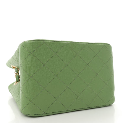 Chanel Caviar Quilted Mini Bucket Bag Green 4 of 10