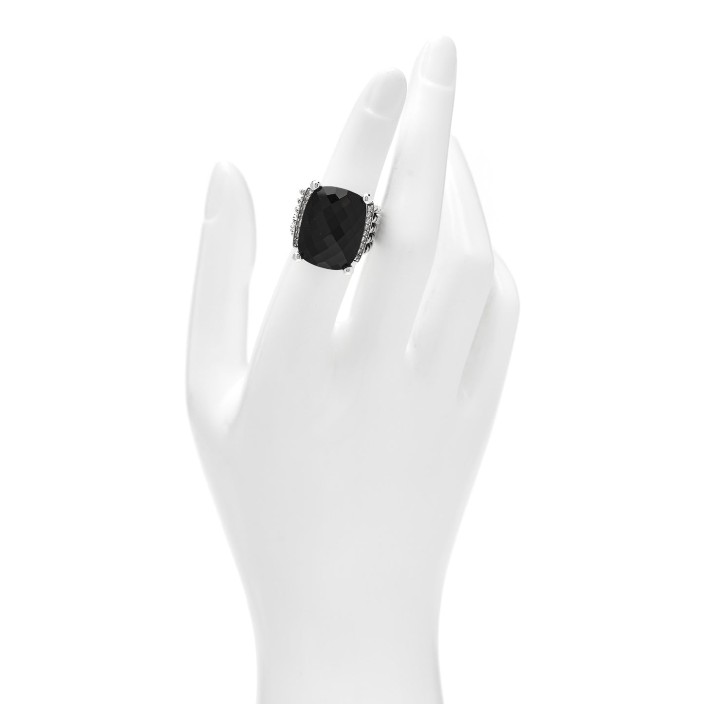 Sterling Silver Diamond Black Onyx 20mm Wheaton Ring 52 6