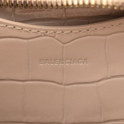 Balenciaga Shiny Supple Calfskin Crocodile Embossed Neo Classic Gold Hardware Mini City Light Beige 6 of 13
