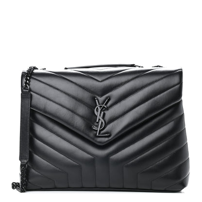 Saint Laurent Calfskin Y Quilted Monogram Medium Loulou Chain Satchel Black 1 of 11