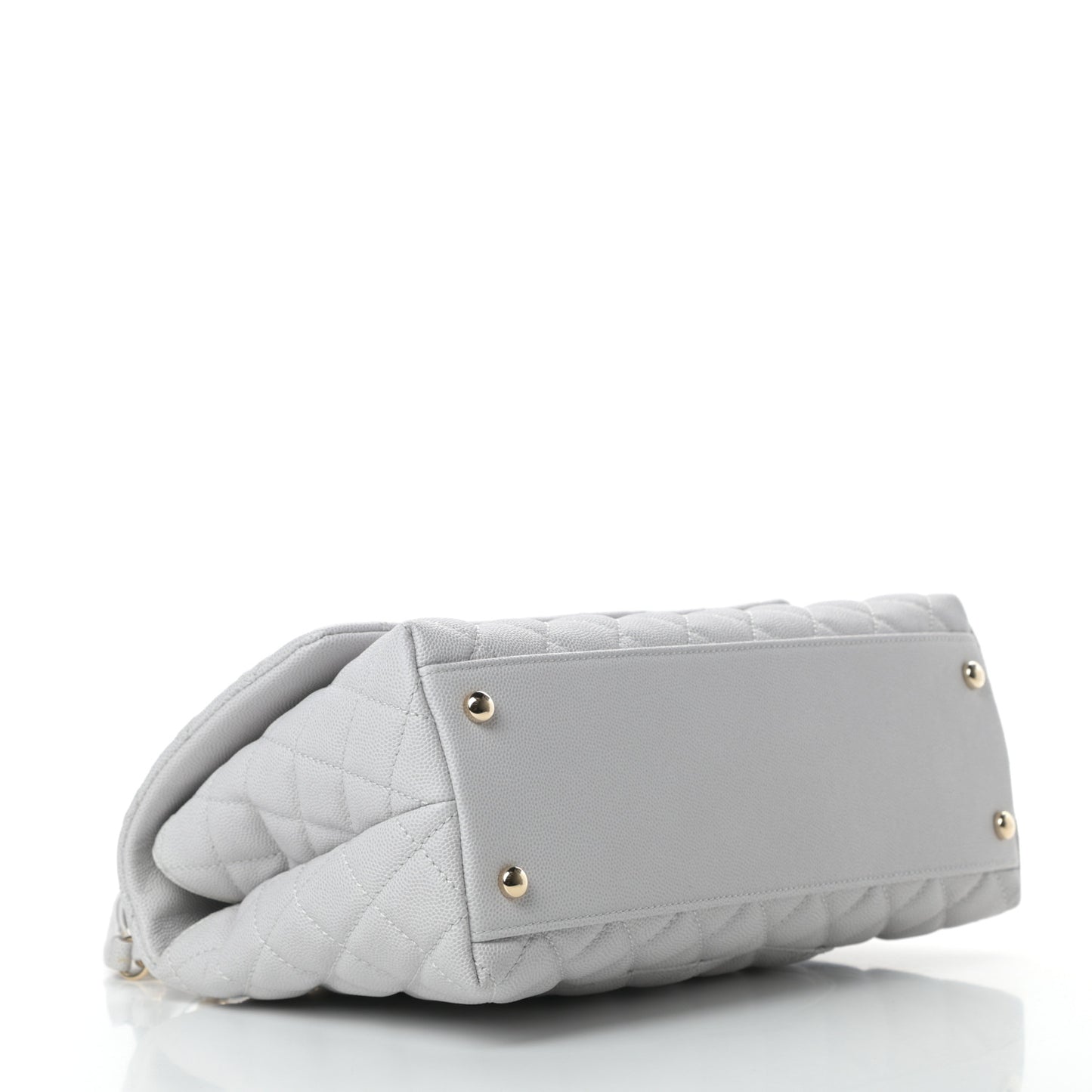 Caviar Quilted Small Coco Handle Flap Light Grey