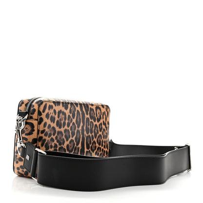 Valentino Garavani Calfskin Leopard VLTN Print Logo Crossbody Bag Tan Brown 2 of 9