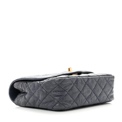 Chanel Crumpled Grained Calfskin Quilted Mini Two Tone Flap Blue 3 of 9