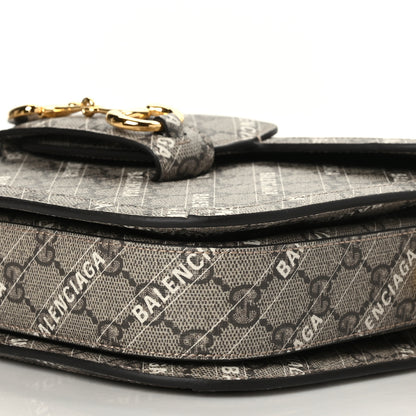 Gucci X BALENCIAGA GG Supreme Monogram Logo Print Horsebit 1955 Shoulder Bag Beige Ebony 9 of 9