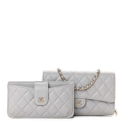 Chanel Caviar Quilted Phone Holder Wallet on Removable Chain Grey 1 of 11